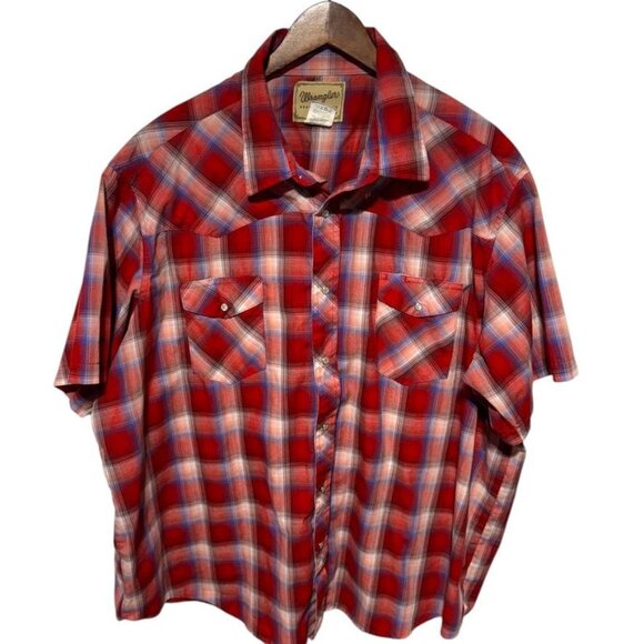 Wrangler Western Style Plaid Shirt Red Size 3XL - Picture 6 of 6